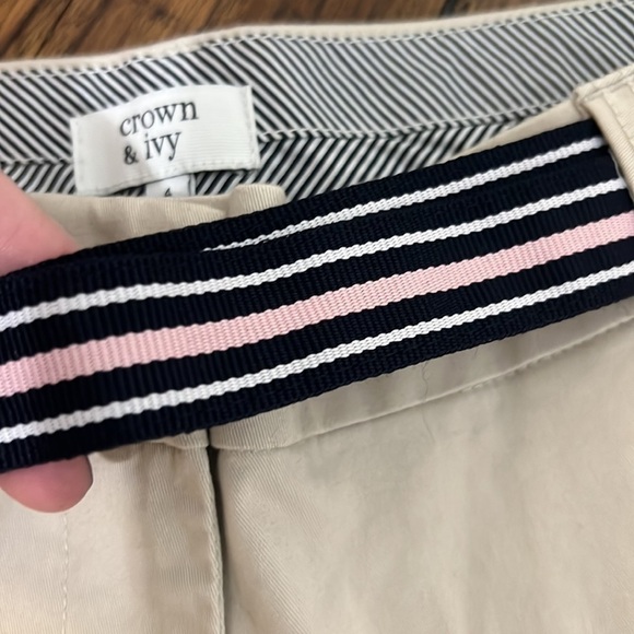 Crown & Ivy NWT Shorts pebble grey with black white and pink belt size 4 - Picture 5 of 10